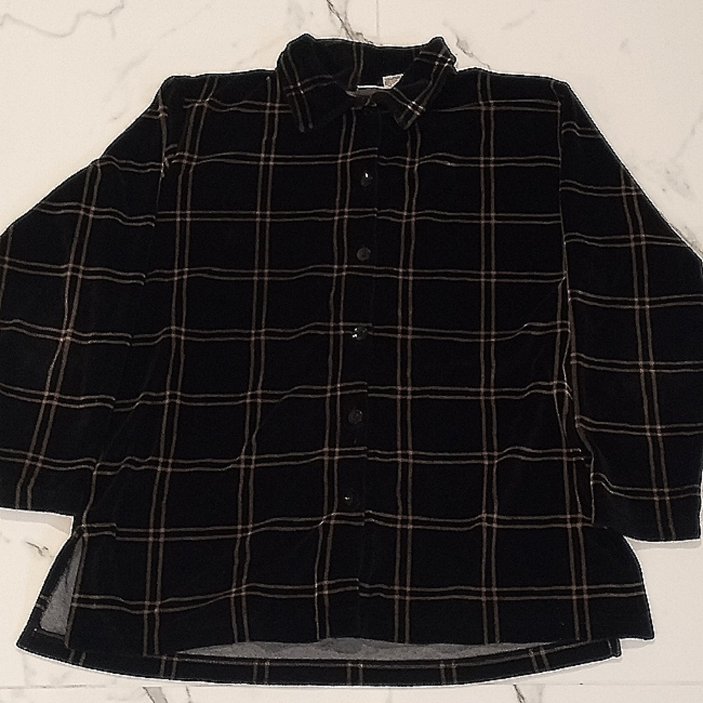 Jason Maxwell Petite Large Plaid Button-Up Long Sleeve Shirt